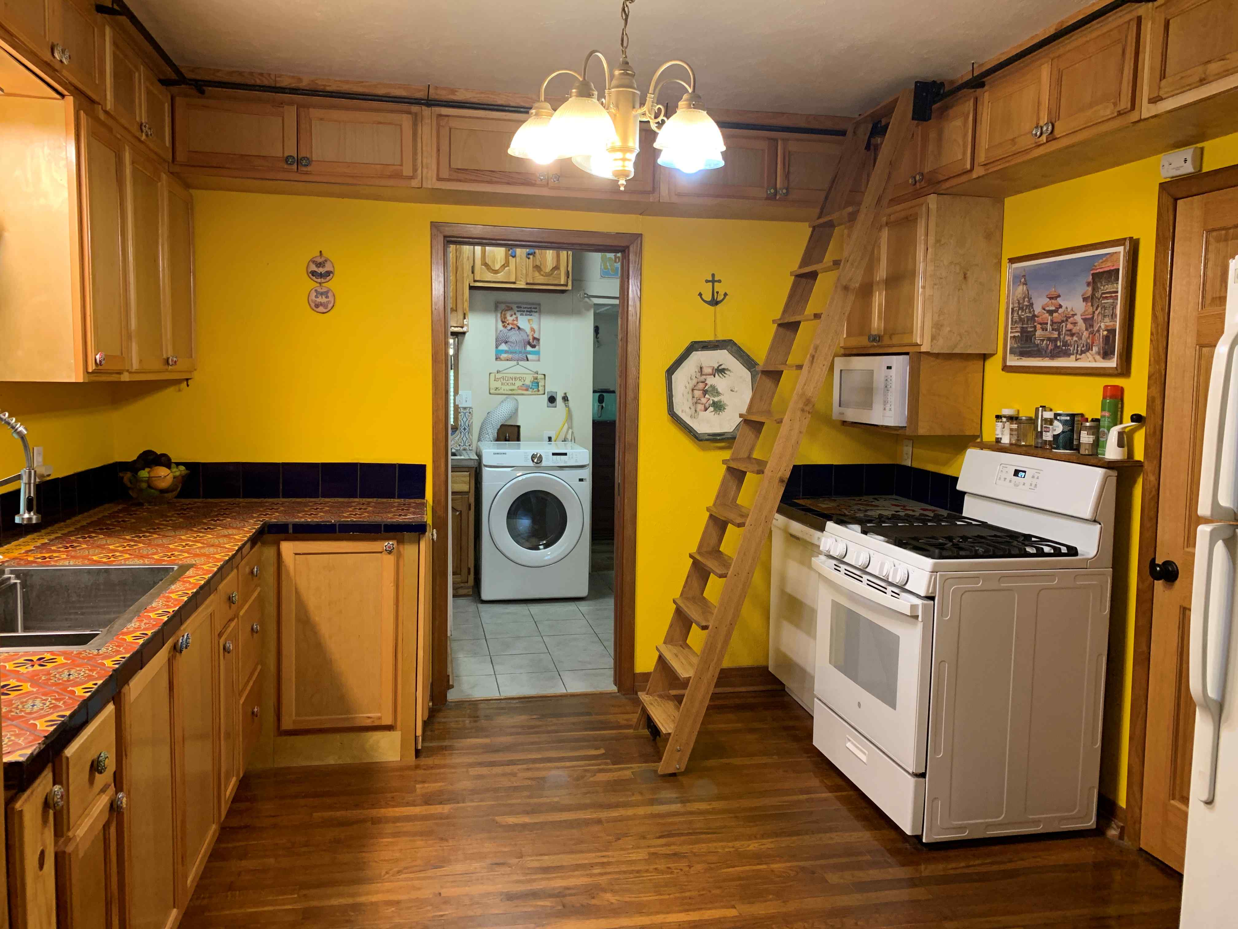 Kitchen - with laundry/bathroom door open